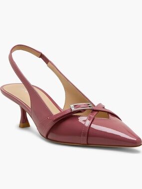 NIB Stuart Weitzman Patent Leather Dusty Berry Georgie Kitten Heel Size 8.5
